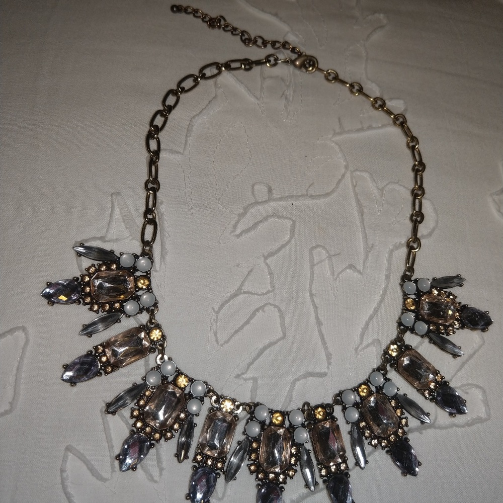 J Crew Necklace pink grey silver